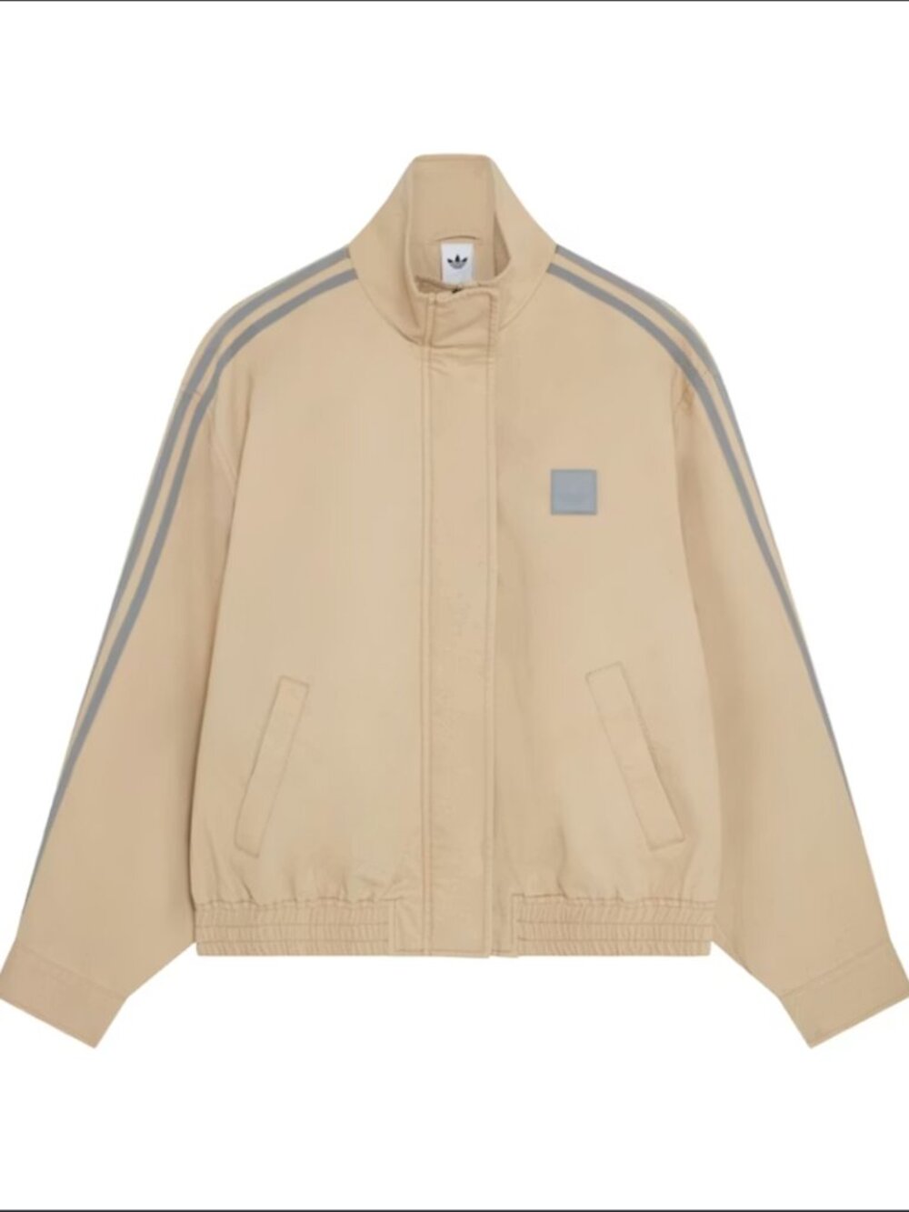 adidas Originals x ASOS track jacket with funnel neck in beige twill - size M